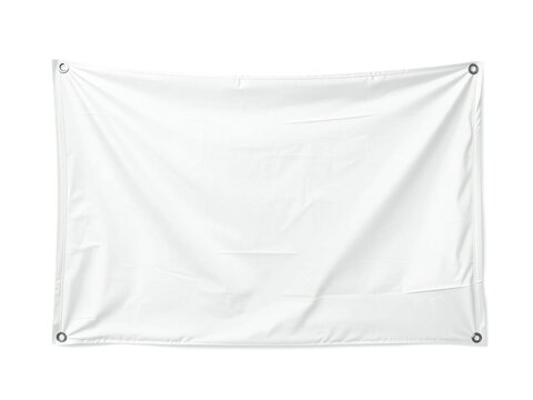 Blank white fabric banner