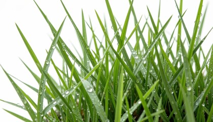 Fototapeta premium Fresh Green Grass Patch Isolated on White Background