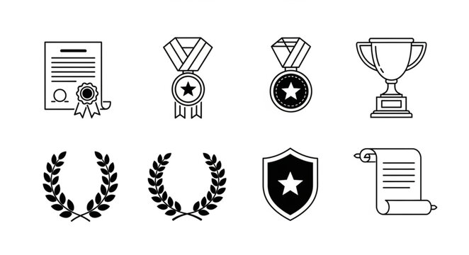 Awards and achievement symbols icons.