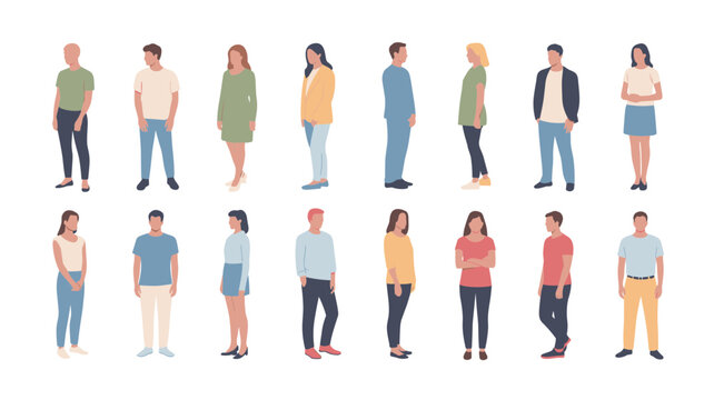 People Silhouettes Collection, Men and Women Human Figures Flat Vector Set