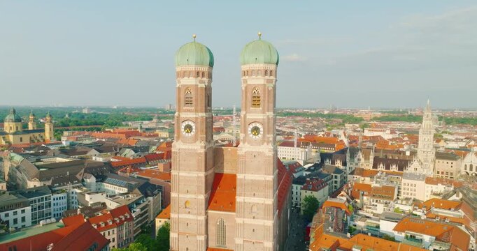 Munich Frauenkirche Church Aerial Footage