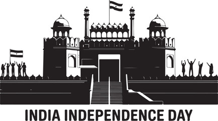 Fototapeta premium Black and white of india gate with people and flags