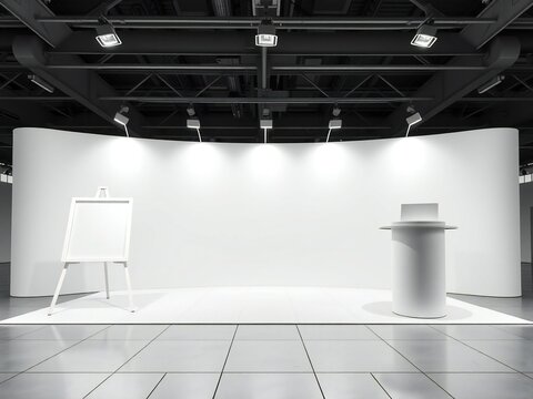 Minimalist studio setup with white backdrop