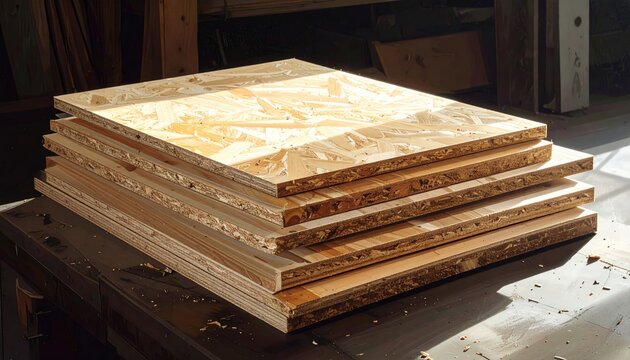 Stacked wooden boards with visible grain, varying textures and light