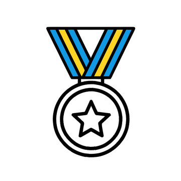 Medal with star and ribbon.
