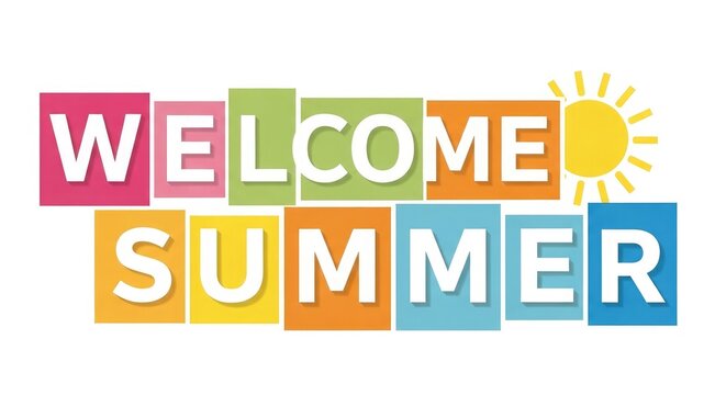 Vibrant welcome summer graphic for independence day celebrations