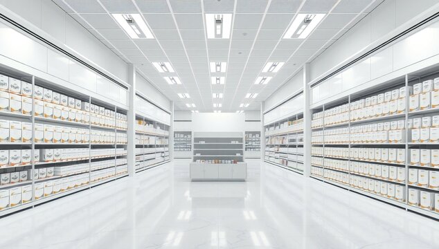 Modern warehouse with organized shelves