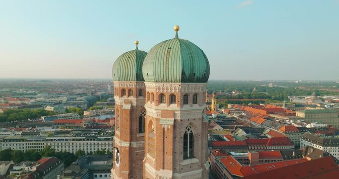 Munich Frauenkirche Church Aerial Footage