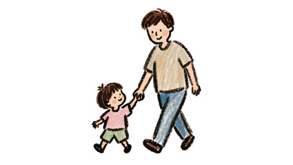 Obraz premium Father and child walking hand-in-hand, isolated on transparent background