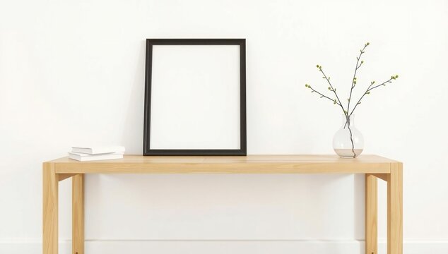 Minimalist console table with decorations