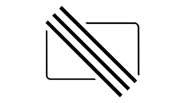 Minimalist vector icon illustration of a rectangular card or currency note with diagonal cancellation lines, representing invalid legal tender, no cash payment, or expired financial document.