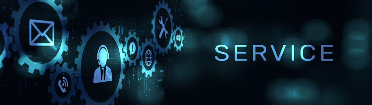 Service Delivering Solutions and Support on a Wide Banner, Business and Technology Concept.