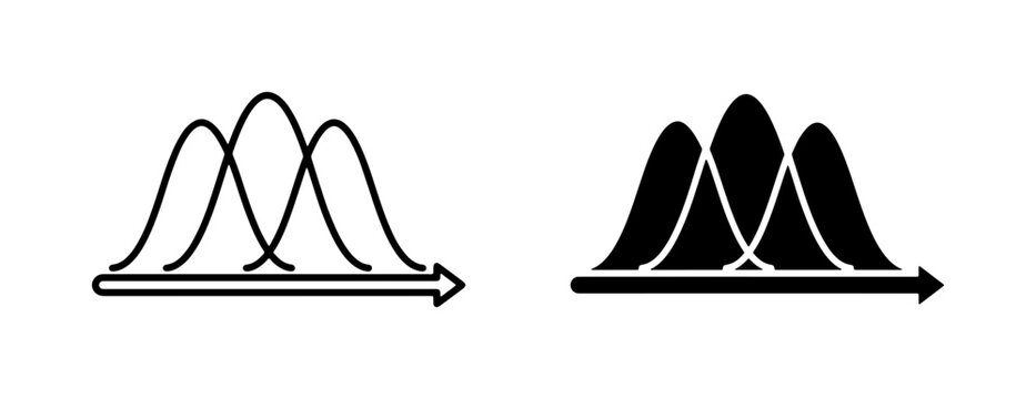 Probability Distribution Curves, Gaussian Bell Shapes, Statistical Analysis Icons, Data Visualization, Science and Research Graphics