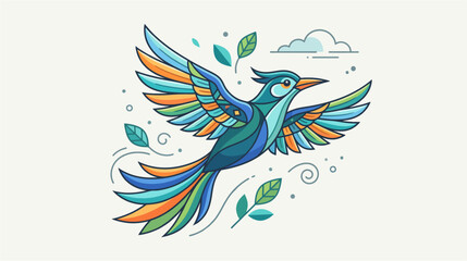 Colorful abstract vector illustration of a peacock with detailed feather and tropical wildlife style including birds like parrot and macaw in nature art design © NiteOwl