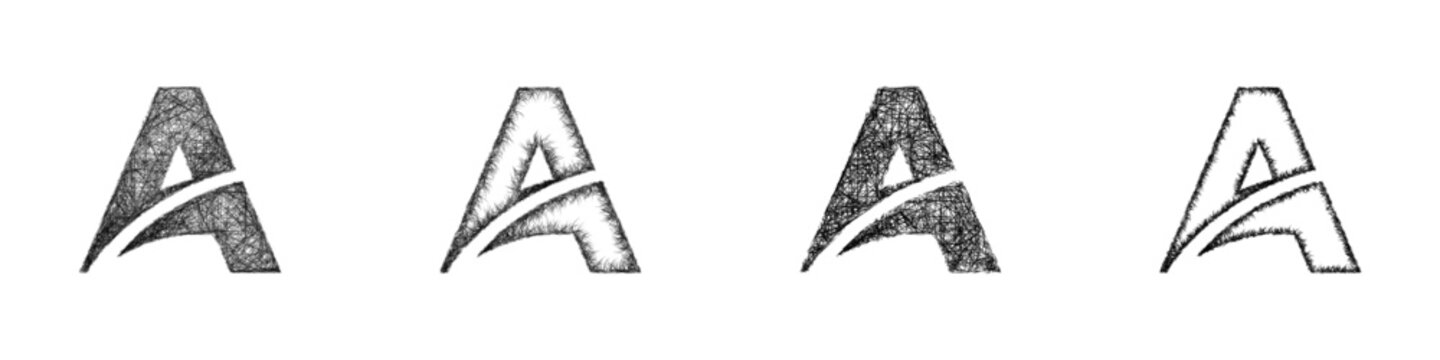 Sketch letter A logo design set