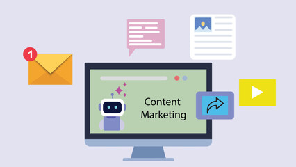 Fototapeta premium AI-driven content marketing hub for multi-format content across diverse digital platforms