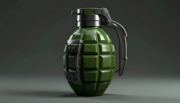 A Realistic 3D Render of a Classic Fragmentation Grenade.