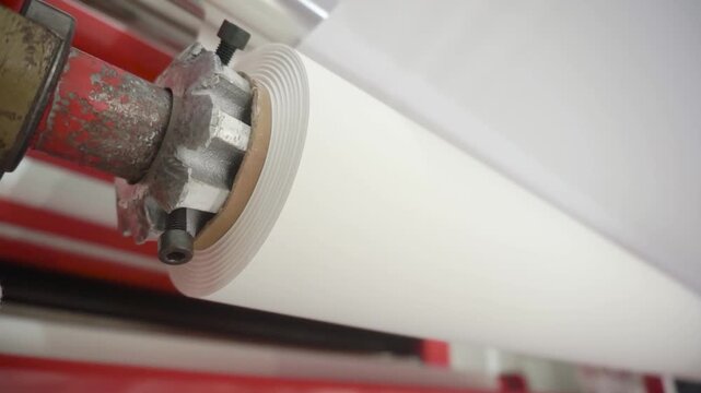 Bold print paper rolling on sublimation process, design transfered from paper to fabric at textile production