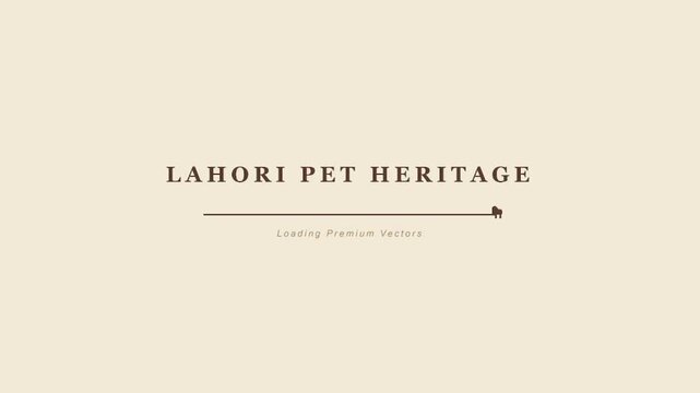 LAHORI PET HERITAGE brand name displayed on a minimalist light beige background featuring a loading premium vectors message and elegant typography