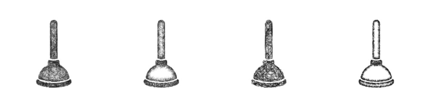 Sketch plunger icon design set