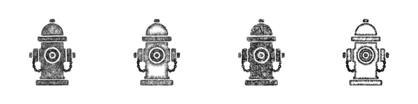 Sketch fire hydrant icon design set