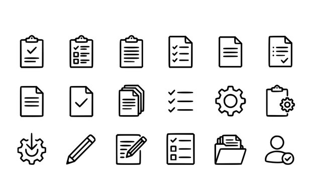 Clipboard checklist black and white vector illustration task management