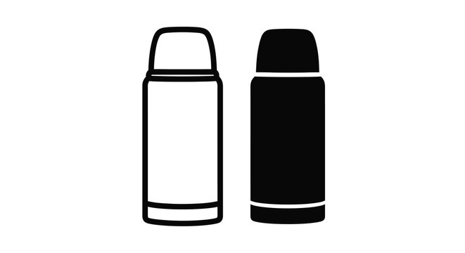 Two thermos flasks silhouette high quality professional detailed