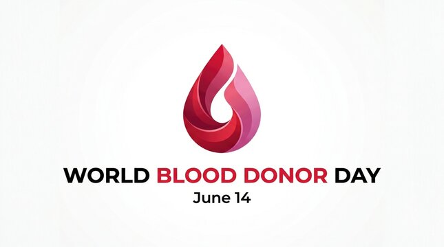 Donor day with a red drop and bold text on a donor day 14 june 2026 event template 4k download white background, june 14