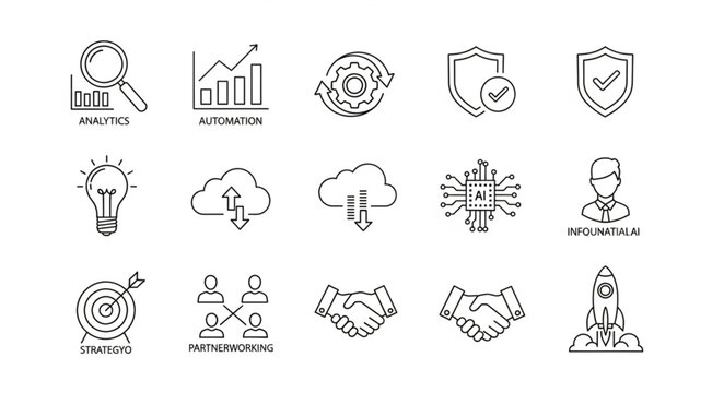 Business icons for finance and growth.