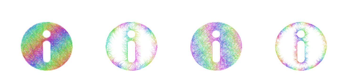 Rainbow color sketch info icon design set