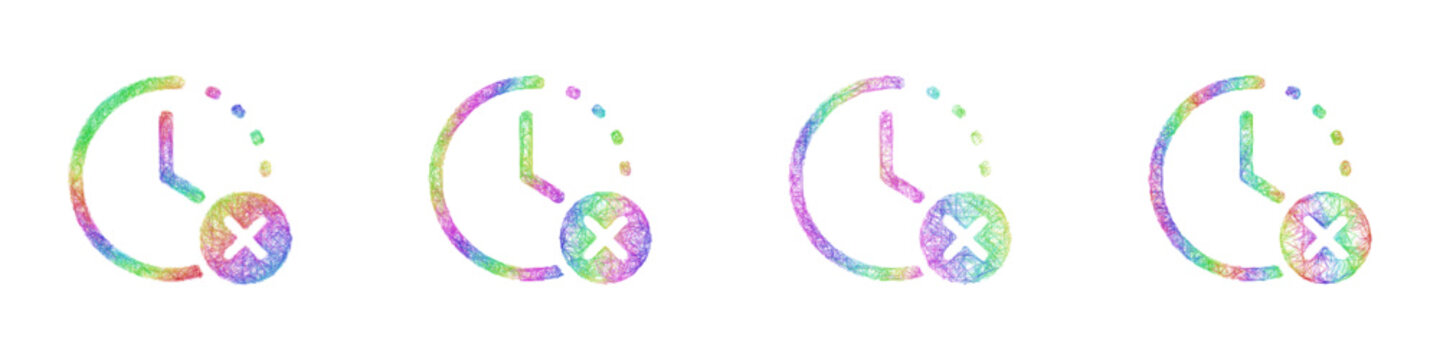 Multicolored sketch timeout icon design set