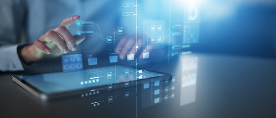 Fototapeta premium Digital Workflow Management System with Smart Process Automation Interface.