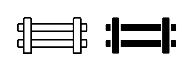 Simple Fence Icons, Outline and Solid Fill, Barrier Symbols for Property and Boundary Concepts © Mahmudullah