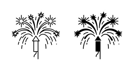 Firework Rocket Icons, Celebration Pyrotechnics, Festive Explosions, Graphic Elements for Holidays and Events © Mamun
