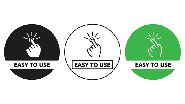 Vector user friendly icon set with hand clicking buttons - Line and glyph solid icon and logo template - Clipart, sticker - icon set