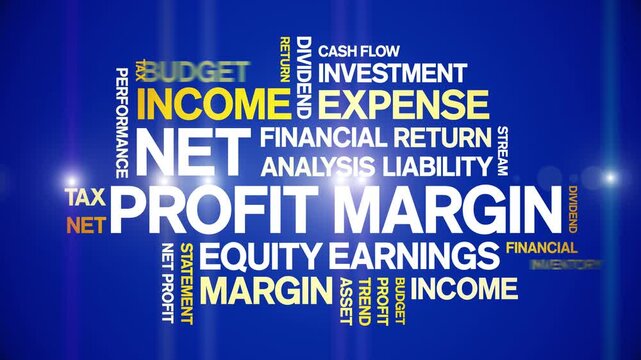 Net Profit Margin animated word cloud-text design animation tag kinetic typography seamless loop.