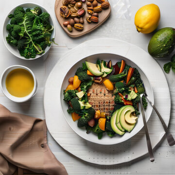 Repas sain, salade et nourriture r&eacute;gime