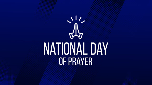 National Day of Prayer banner with praying hands on dark blue background