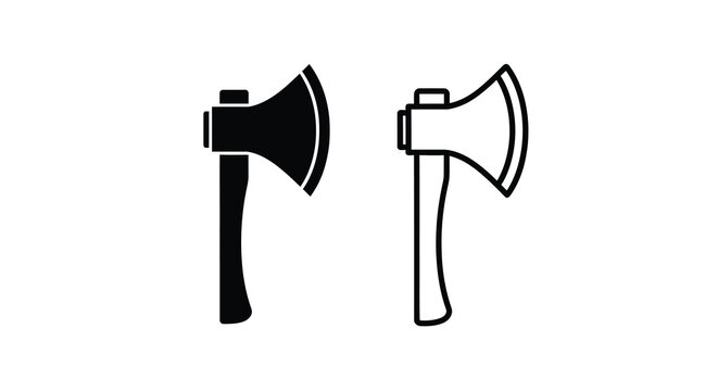 Two hand axes black and white silhouette