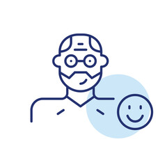 Obraz premium Man in glasses. User avatar and smile. Pixel perfect, editable stroke vector icon