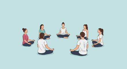 Naklejka premium Group Practicing Meditation Together for Inner Peace and Collective Wellness