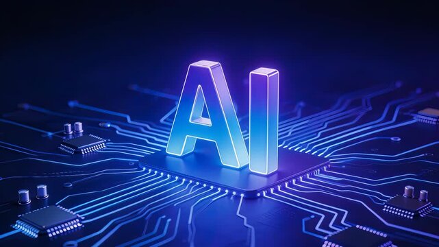 AI letters on circuit board