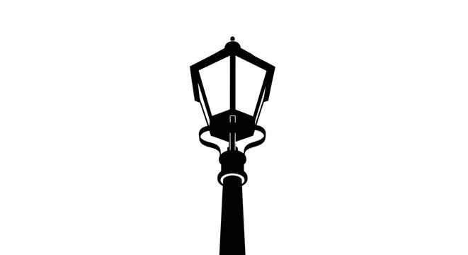 Vintage street lamp silhouette isolated on white background