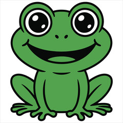 Fototapeta premium Cheerful cartoon frog with big expressive eyes and a wide smile