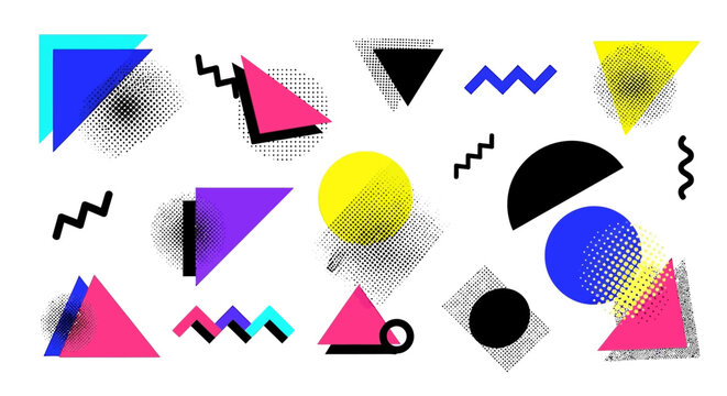 Retro 80s 90s Memphis Style Geometric Shapes Vector Background