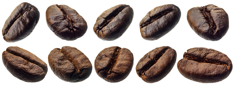 coffee beans set isolated on white background
