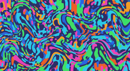 Obraz premium Vibrant Abstract Swirls of Colorful Shapes on Blue Background