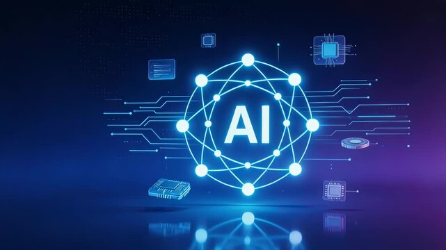 Artificial intelligence concept with circuit elements