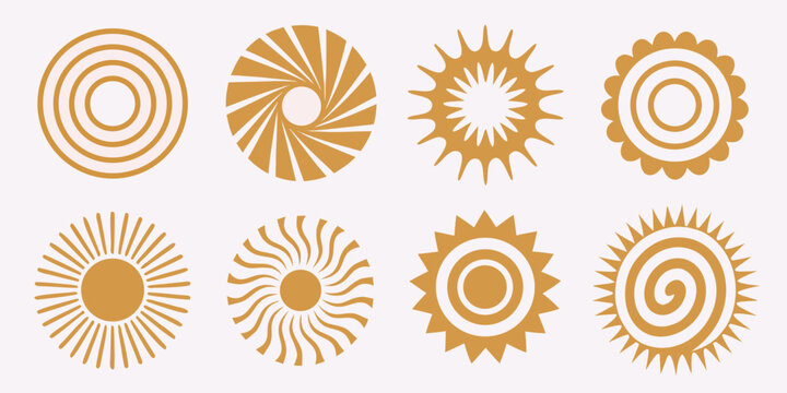 Golden spiral logos collection of abstract sunburst vector graphics