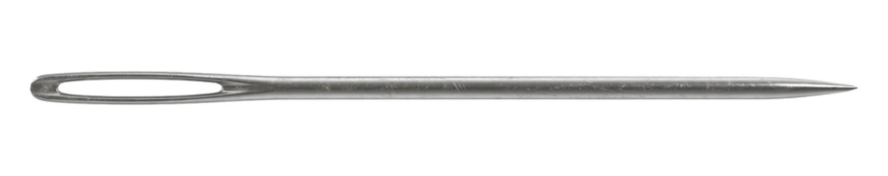 Large steel darning needle for sewing isolated on transparent background